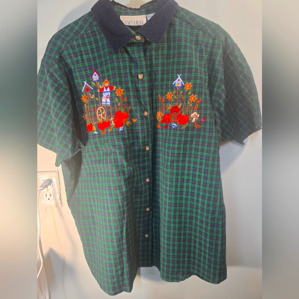 Casey And Max Men's Green Plaid Short Sleeve Shirt